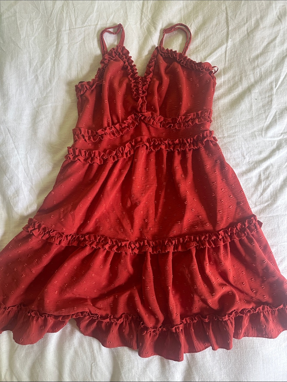 Women burnt orange Ruffle Tiered Sundress